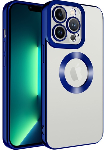 Apple Iphone 12 Pro Max Kılıf Renkli Kenarlı Parlak Logosu Açık Omega Silikon