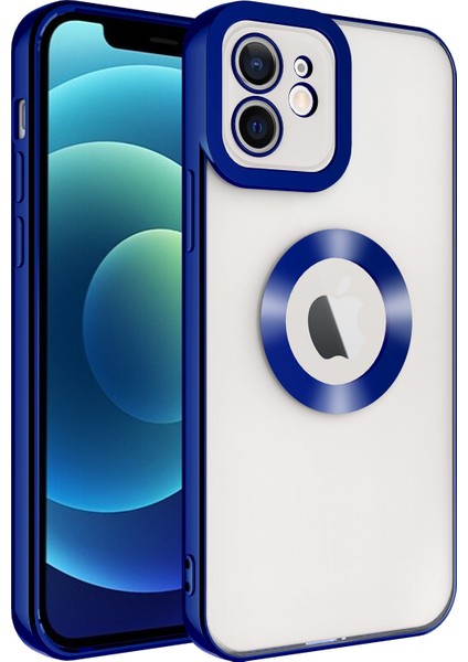 Apple Iphone 12 Kılıf Renkli Kenarlı Parlak Logosu Açık Omega Silikon