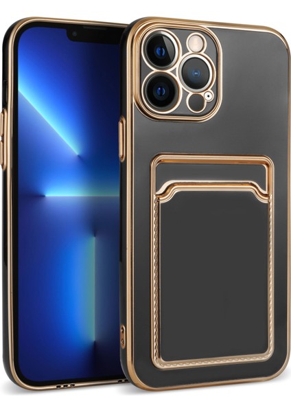 Apple Iphone 13 Pro Kılıf Kart Koymalı Parlak Bark Silikon