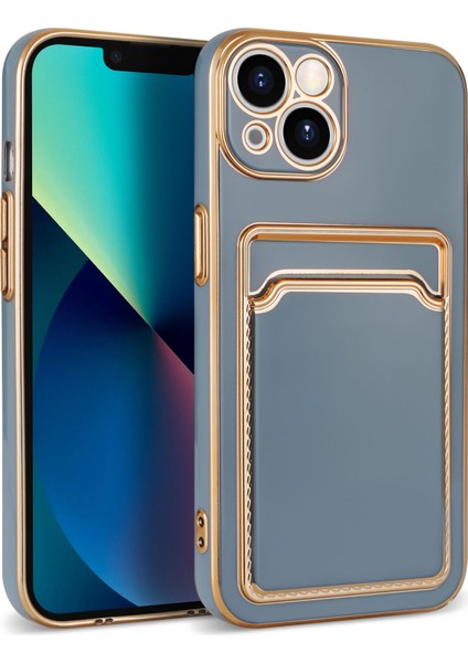 Apple Iphone 13 Kılıf Kart Koymalı Parlak Bark Silikon