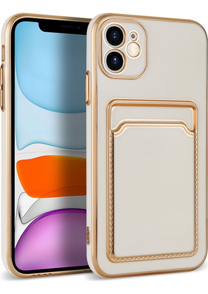 Apple Iphone 12 Kılıf Kart Koymalı Parlak Bark Silikon