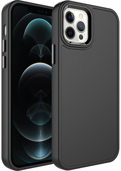 Apple Iphone 12 Pro Max Kılıf Metal Çerçeveli Mat Sert Botox Kapak