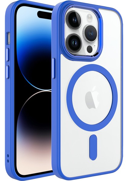 Apple Iphone 14 Pro Kılıf Silikon Kenarlı Magsafeli Kamera Korumalı Krom Kapak