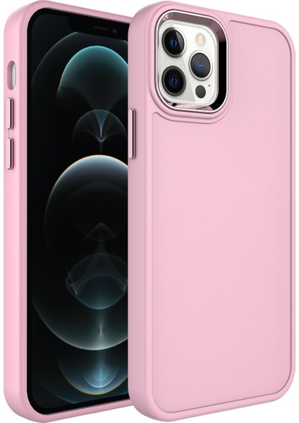 Apple Iphone 12 Pro Max Kılıf Metal Çerçeveli Mat Sert Botox Kapak