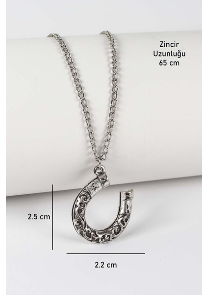 Otantik Desenli Nal Figür Kolye Antik Gümüş Kaplama Klasik Zincir fiyatları