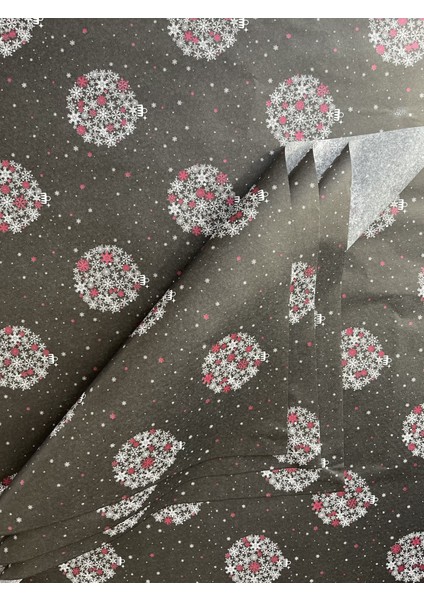 Yılbaşı Kar Desenli Süsleme Topu Pelur Kağıdı Yılbaşı Yeni Yıl Paketleme 100'lü