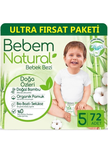 Bebem Bebek Bezi Natural Beden:5 (11-18KG) Junior 360 Adet Mega Ultra Fırsat Pk