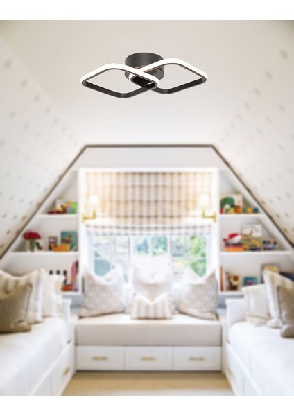 TT405-2-SY Mat Siyah 2'li Kare LED Avize