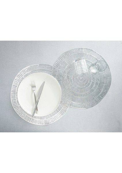 Glazzy Pvc 2'li Amerıkan Servis 38 cm Silver