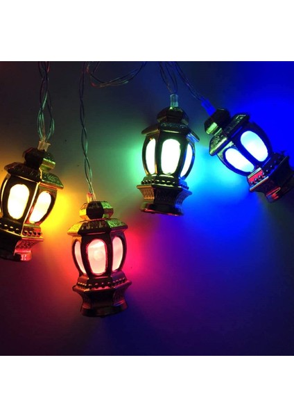 Kandil Fener 20LI Renkli LED Işık Zinciri Mini Gaz Lambası Fener Işığı Fişli Dekor Işık Rgb