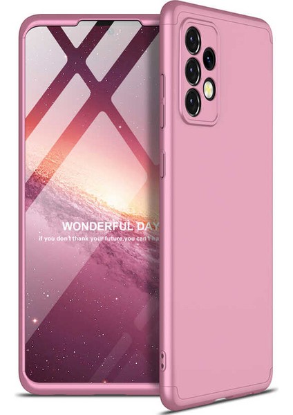 Samsung Galaxy A72 Kılıf 360 Tam Koruma Zore Ays Kapak 3 Parça Slim Fit Rose Gold