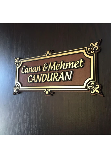 Özel Çerçeveli Ahşap Kabartma Kapı Isimliği