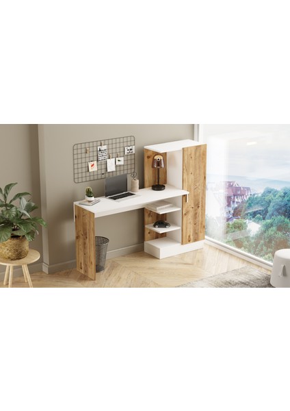 Laura Kitaplıklı Çalışma Masası Atlantik Çam Beyaz CT2-AW modelleri