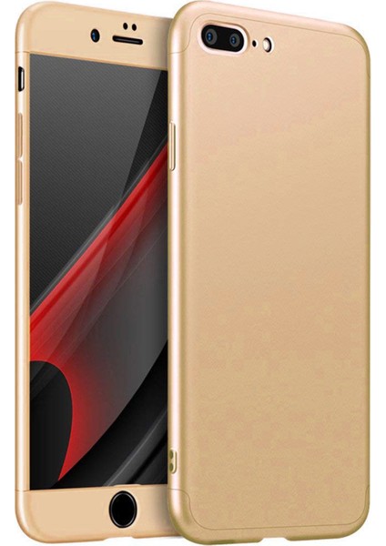 Apple iPhone 8 Plus Kılıf 360 Tam Koruma Ays Kapak 3 Parça Slim Fit Gold