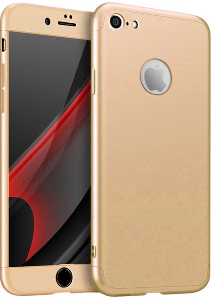 Apple iPhone 7 Kılıf 360 Tam Koruma Ays Kapak 3 Parça Slim Fit Gold