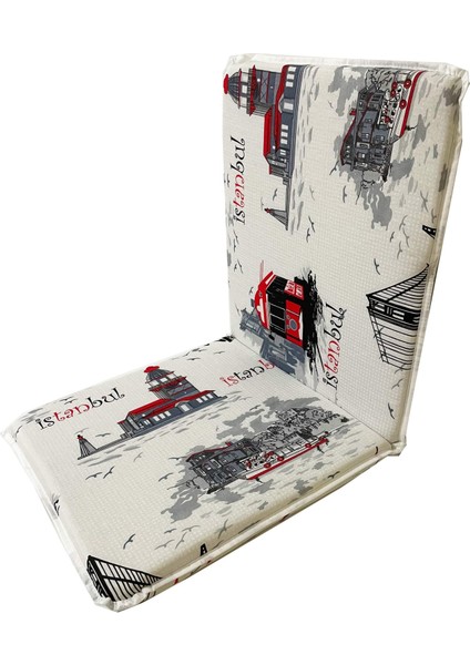 Sandalye Minderi 2 Adet Bağcıklı Bahçe Minderi Arkalıklı (Istanbul)Yıkanabilir modelleri