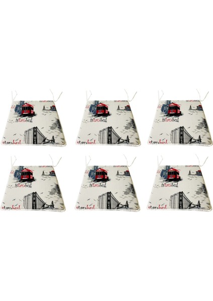 Sandalye Minderi Eko Fermuarlı Süngerli-6 Adet(Istanbul)Yıkanabilir