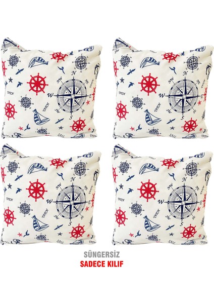 Kırlent Yastık Kılıfı Vip Yastık Kılıfı 4 ADET-43X43 Cm(Marin)