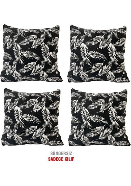 Kırlent Yastık Kılıfı Vip Yastık Kılıfı 4 ADET-43X43 Cm(Siyah Tüy)