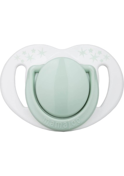 Bisepetim Mamajoo Sterilizasyon Saklama Kutulu Powder Green Desenli Ikili Ortodontik Emzik / 0 Ay+