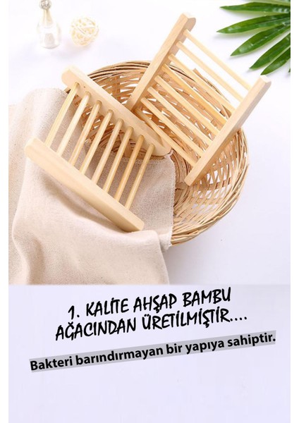 Dekoratif Bambu Katı Sabunluk Doğal Ahşap