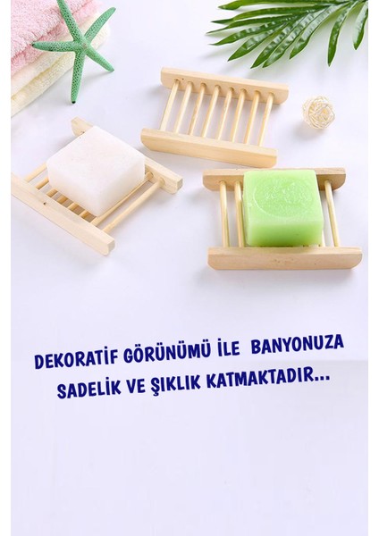 Dekoratif Bambu Katı Sabunluk Doğal Ahşap