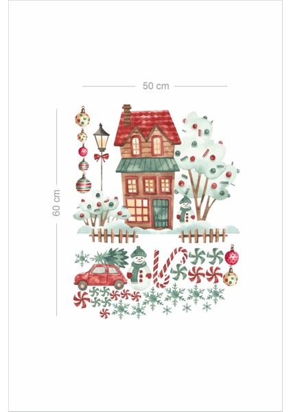Şeker Yılbaşı Noel, Cam, Duvar Sticker