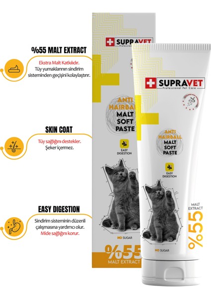 Anti-Hairball Malt Kedi Macunu 100 gr Tüy Yumağı Engelleyici ( %55 Extra Malt )