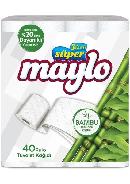 Süper 3 Katlı Bambu 40'lı Tuvalet Kağıdı