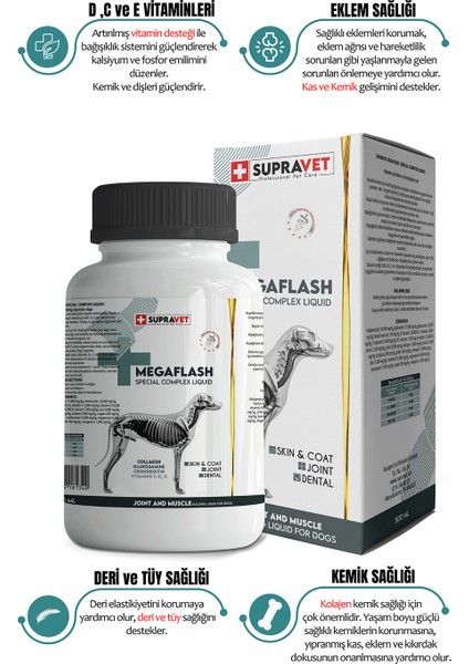 Supra Vet Köpekler Için Eklem ve Kas Geliştirici Likit Megaflash +Xxl 500 ml (Special Complex Liquid)