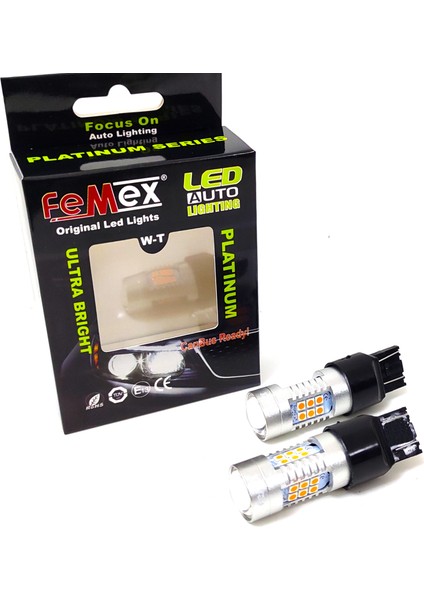Platinum T20-7443-15W- Dipsiz Tek Duy Led Ampul Koyu Turuncu - Mercekli 3030 Chip 21Smd Ultra Parlak