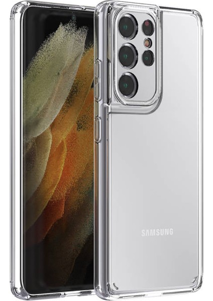 Samsung Galaxy S21 Ultra Kılıf Ultra Koruma Kamera Korumalı Şeffaf Silikon