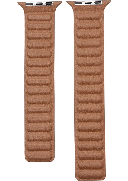 Apple Watch Ultra 49 mm Için Kademelı Manyetik Deri Leather Kayış-Kordon