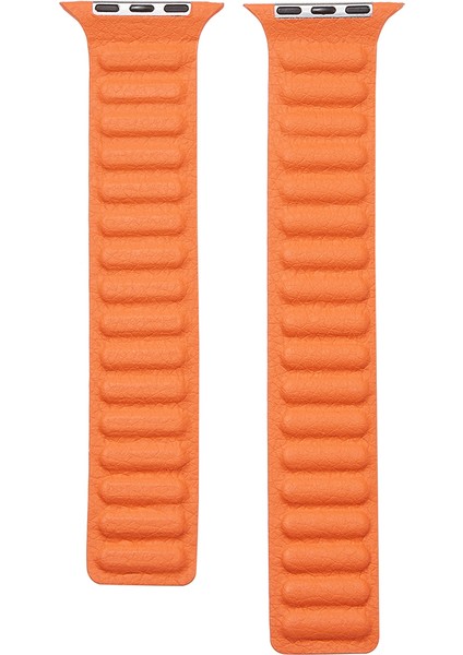 Apple Watch Ultra 49 mm Için Kademelı Manyetik Deri Leather Kayış-Kordon