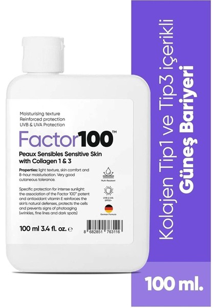 FACTOR100 Ultra Nemlendirici Leke Karşıtı Yüksek Korumalı SPF50+ 100ML