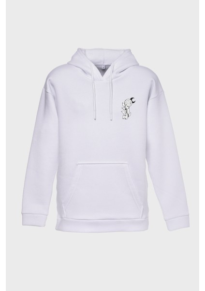 Anahtar Minimal Baskılı Kapüşonlu Üç İplik Sweatshirt Oversize Hoodie