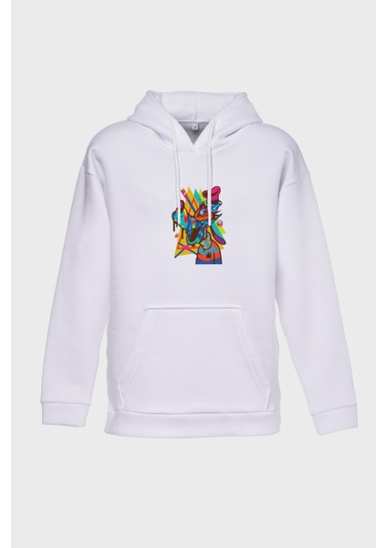 Bufi Minimal Baskılı Kapüşonlu Üç İplik Sweatshirt Oversize Hoodie