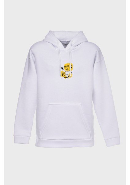 Mıssıng Minimal Baskılı Kapüşonlu Üç İplik Sweatshirt Oversize Hoodie