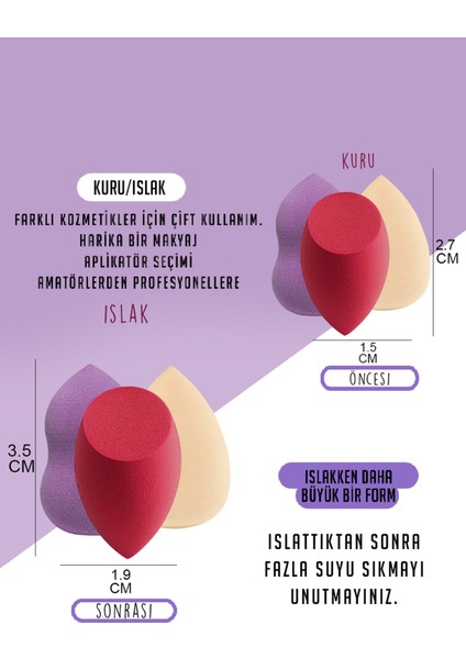 4'lü Armut Sünger Seti + 12'li Makyaj Fırça Seti - Şık Metal Kutulu