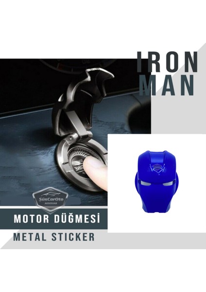Start Stop Tuşu Kapağı Iron Man Metal Tuş Koruyucu Dekoratif Özel Çinko Alaşım Mavi fiyatları