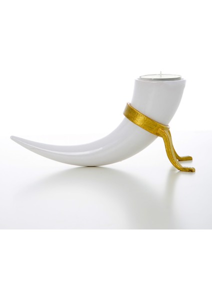 Seramik Boynuz Obje - Tealight Mumluk