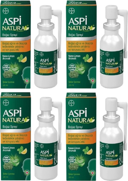 Aspinatura Nane Limon Boğaz Spreyi 20 Ml 4 Adet