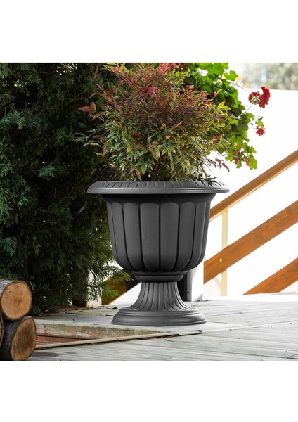 9,8 Litre Antrasit Nergis Saksı Ayaklı Mat Plastik Nergiz Kapıönü Balkon Bahçe Saksısı No1 Ø35x36cm modelleri