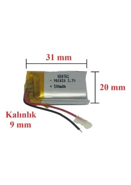 Sertec 902030 3.7V 500MAH Li-Polymer Pil (DEVRELI/1.5A)