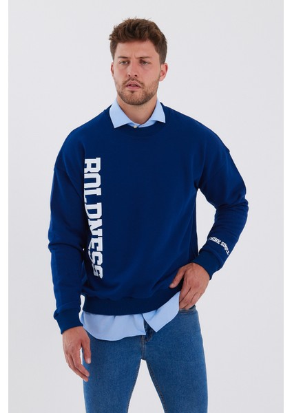 Erkek Oversize Baskılı Basıc S-Shırt-Lacivert fiyatları