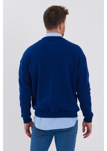 Erkek Oversize Baskılı Basıc S-Shırt-Lacivert fırsatları