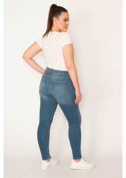 Kadın Mavi 5 Cep Likralı Skinny Jean Pantolon modelleri