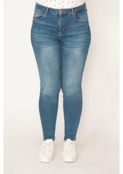 Kadın Mavi 5 Cep Likralı Skinny Jean Pantolon fırsatları