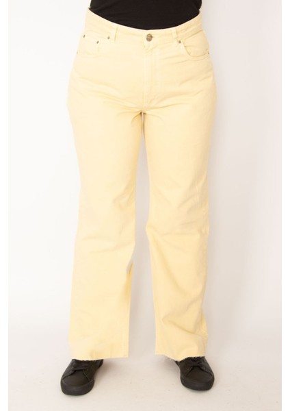 Kadın Bej 5 Cepli Kot Pantolon 65N33369