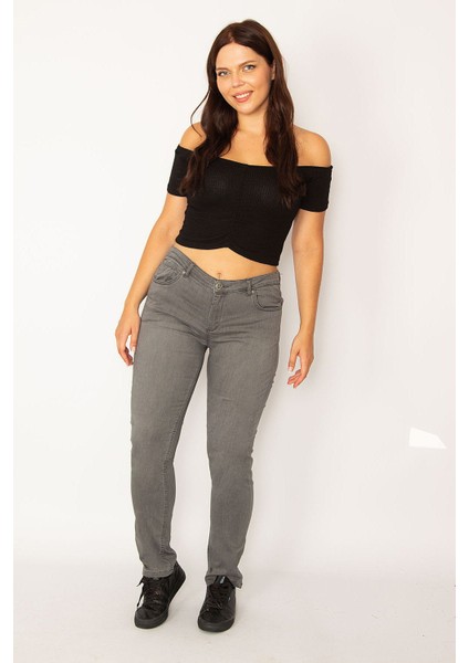 Kadın Gri 5 Cepli Skınny Kot Pantolon 65N34149 fırsatları
